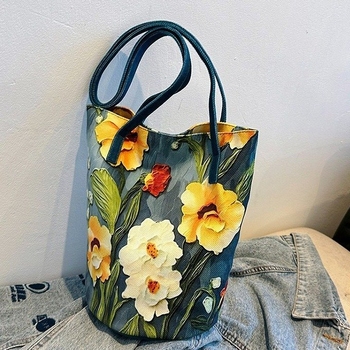 Чанта-кофа за жени, китайски стил с нишова илюстрация, винтидж арт платнена чанта за рамо, по поръчка (Материал: плюш; Форма: кофа; Магнитно закопчаване; Джоб за телефон)