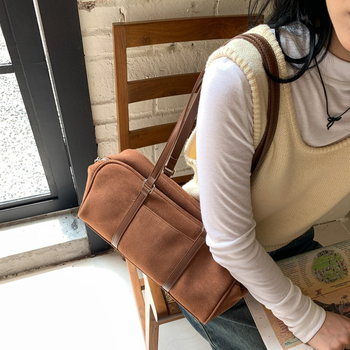 Τσαντάκι από σουέτ για μασχάλη, unisex στυλ, φθινοπωρινή 2024 έκδοση, με θήκη με φερμουάρ, θήκη τηλεφώνου και ID, μία λουρί, καθημερινή χρήση