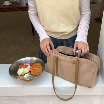 Τσαντάκι από σουέτ για μασχάλη, unisex στυλ, φθινοπωρινή 2024 έκδοση, με θήκη με φερμουάρ, θήκη τηλεφώνου και ID, μία λουρί, καθημερινή χρήση