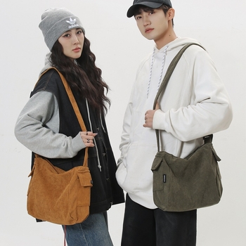 Мъжка чанта през рамо, Corduroy материал, Урбан стил, Полиестер подплата, Ежедневна употреба