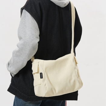 Мъжка чанта през рамо, Corduroy материал, Урбан стил, Полиестер подплата, Ежедневна употреба