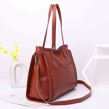 Oupindian Γυναικεία δερμάτινη Tote τσάντα για επαγγελματική μετακίνηση, δέρμα πρώτης στρώσης βοδινού, οριζόντιο τετράγωνο σχήμα, φερμουάρ