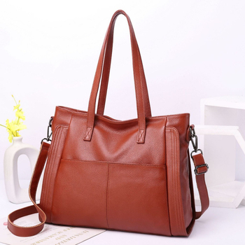 Oupindian Γυναικεία δερμάτινη Tote τσάντα για επαγγελματική μετακίνηση, δέρμα πρώτης στρώσης βοδινού, οριζόντιο τετράγωνο σχήμα, φερμουάρ