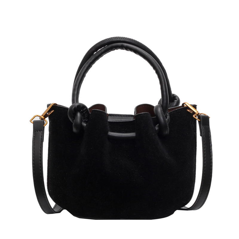 Geantă crossbody din PU mat, șnur de închidere și design plisat, formă cilindrică