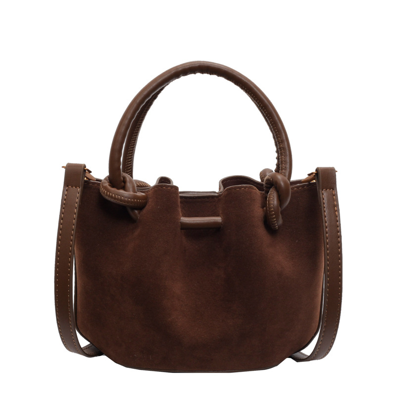 Geantă crossbody din PU mat, șnur de închidere și design plisat, formă cilindrică