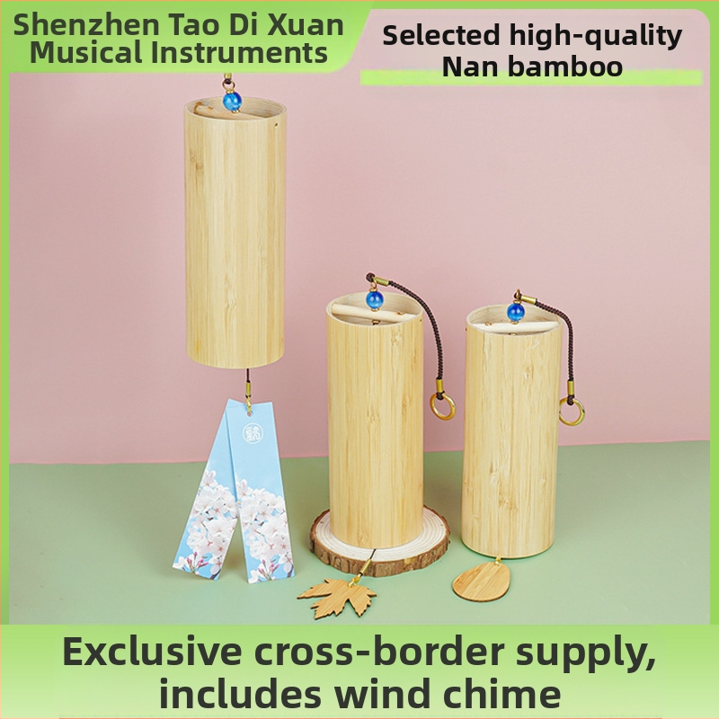 Бамбукови звънчета за вятър — ръчно въртяща се бамбукова тръба; модерен минималистичен стил; подходящи за дом, градина и двор