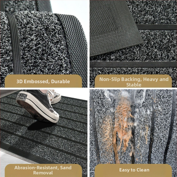 Πατάκι πόρτας εισόδου, ανθεκτικό στα λεκέδια, αντιολισθητικό, ανάγλυφο καουτσούκ, ριγέ μοτίβο, ορθογώνιο ή ημικυκλικό σχήμα