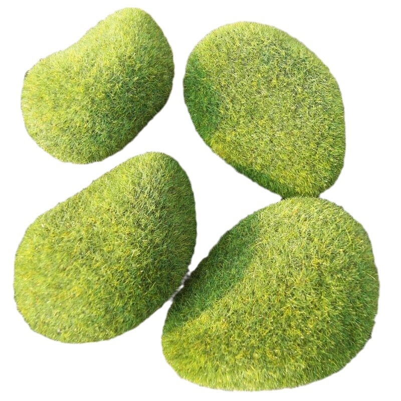 Szintetikus mohás kőblokkok virágkötészeti dekorációkhoz — Anyag: puha PVC, flocking technika, változat: szimulált kövek, cél: esküvők és otthoni dekoráció