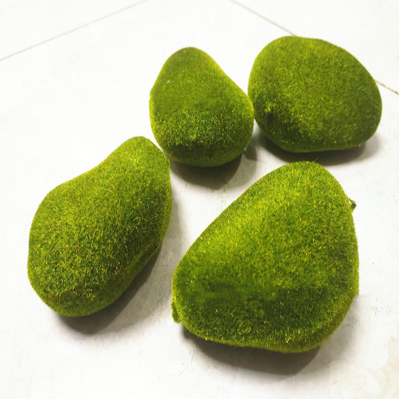 Szintetikus mohás kőblokkok virágkötészeti dekorációkhoz — Anyag: puha PVC, flocking technika, változat: szimulált kövek, cél: esküvők és otthoni dekoráció