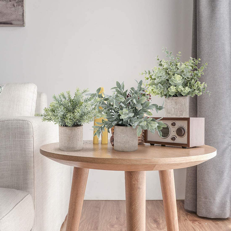 Plantă artificială cu eucalipt în ghiveci, set de 3, material plastic, turnare prin injecție, varietate: plantă de eucalipt