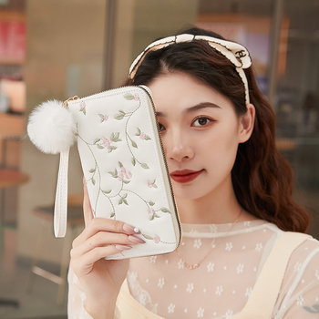 Portofel lung damă, cu fermoar, din PU, 1 pli, stil street, imprimeu în dungă, căptușeală poliester