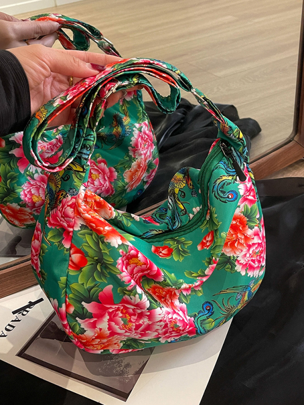Dumpling-formájú crossbody táska, Nylon, Street Trend stílus, cipzáras nyitás, telefon zseb