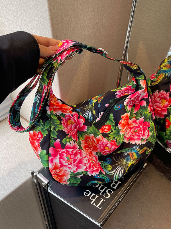 Dumpling-formájú crossbody táska, Nylon, Street Trend stílus, cipzáras nyitás, telefon zseb