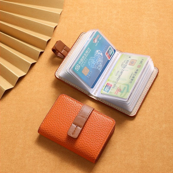 Γυναικεία θήκη καρτών με υφή lychee, πολλών θέσεων, αντι-απομαγνητισμός, μεγάλη χωρητικότητα, PU δέρμα, αστικός μινιμαλισμός, καλοκαίρι 2025
