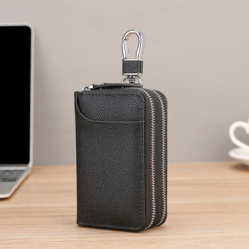 Atslēgu maciņš ar dubulto rāvējslēdzēju, īsta āda, pirmais slānis teļa ādas, automašīnas atslēgas un piekļuves karšu aizsardzība