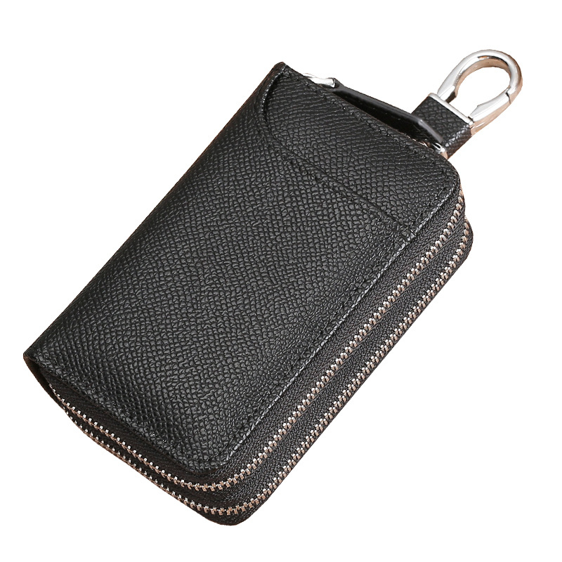 Atslēgu maciņš ar dubulto rāvējslēdzēju, īsta āda, pirmais slānis teļa ādas, automašīnas atslēgas un piekļuves karšu aizsardzība