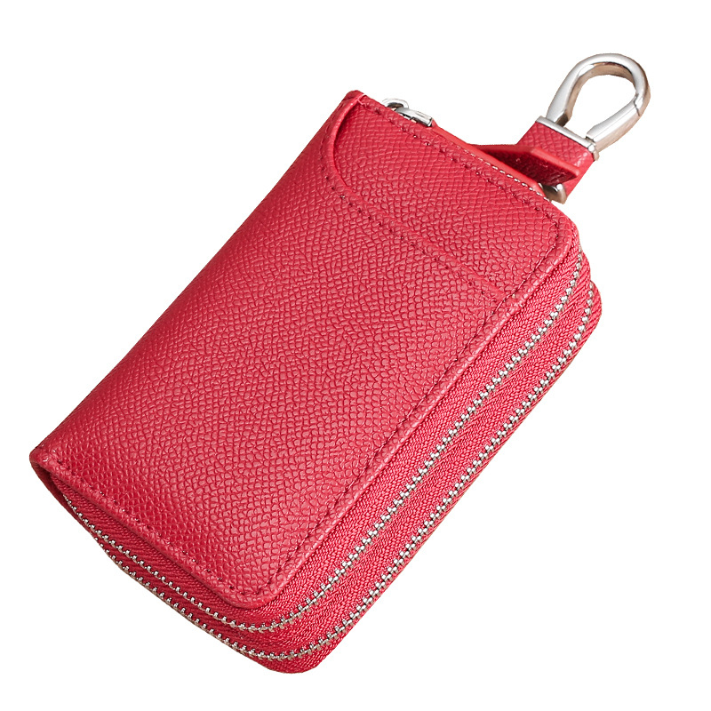 Atslēgu maciņš ar dubulto rāvējslēdzēju, īsta āda, pirmais slānis teļa ādas, automašīnas atslēgas un piekļuves karšu aizsardzība