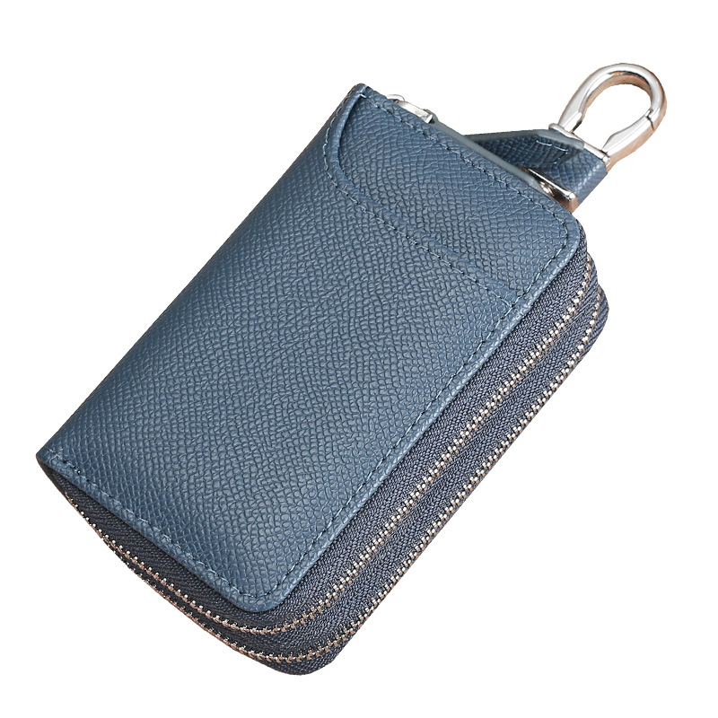 Atslēgu maciņš ar dubulto rāvējslēdzēju, īsta āda, pirmais slānis teļa ādas, automašīnas atslēgas un piekļuves karšu aizsardzība