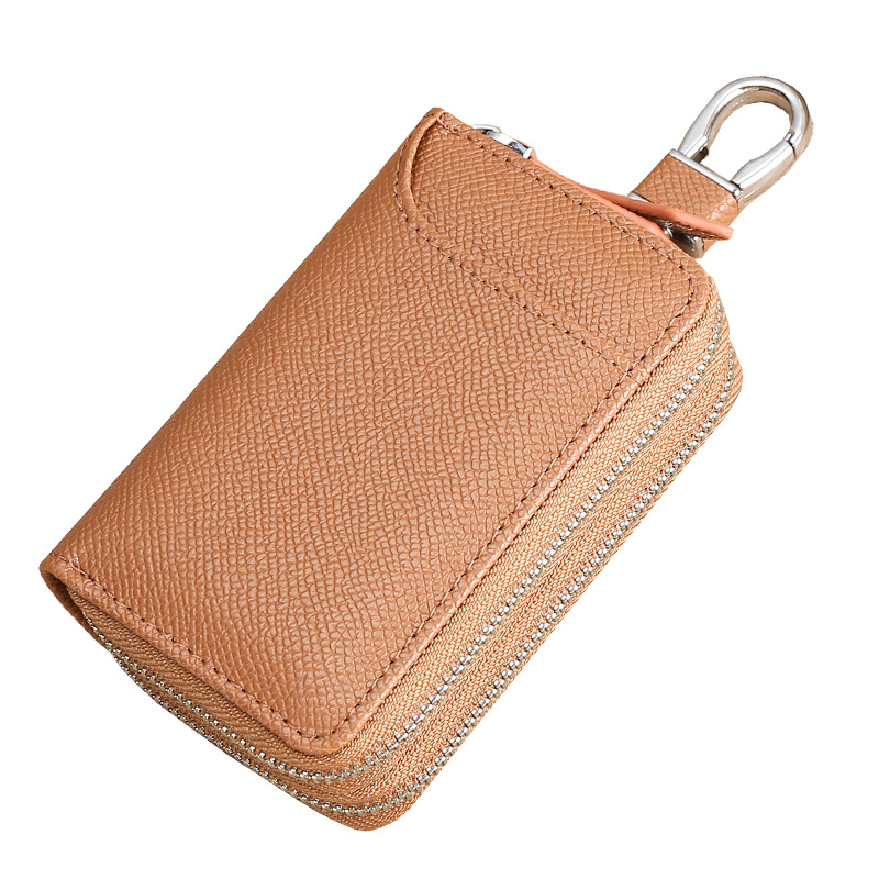 Atslēgu maciņš ar dubulto rāvējslēdzēju, īsta āda, pirmais slānis teļa ādas, automašīnas atslēgas un piekļuves karšu aizsardzība