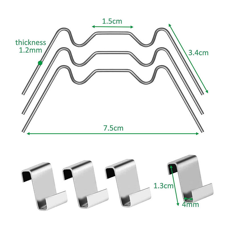 Клип за закрепване на стъклена плоча за оранжерия, неръждаема стомана, 35 g, Z клип 1.4×5 cm, W клип 7.5×3.4 cm; за панели със стъкло и мрежа.