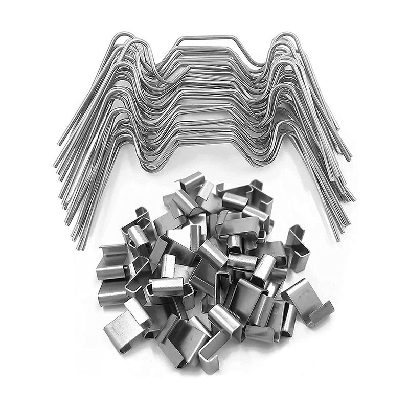 Клип за закрепване на стъклена плоча за оранжерия, неръждаема стомана, 35 g, Z клип 1.4×5 cm, W клип 7.5×3.4 cm; за панели със стъкло и мрежа.