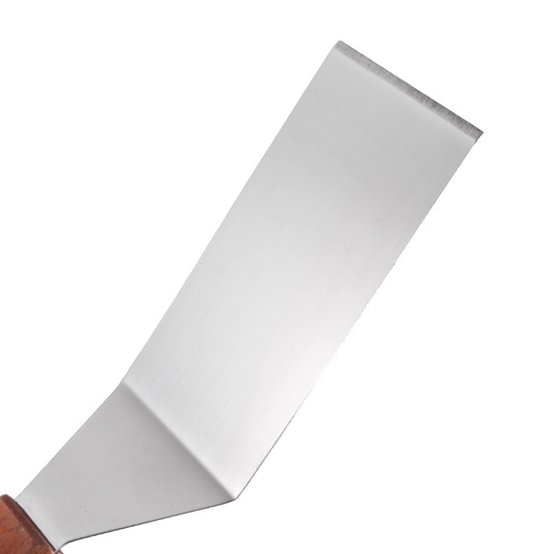 Nerūsējošā tērauda spatula ar koka rokturi, piemērota grilēšanai un teppanyaki