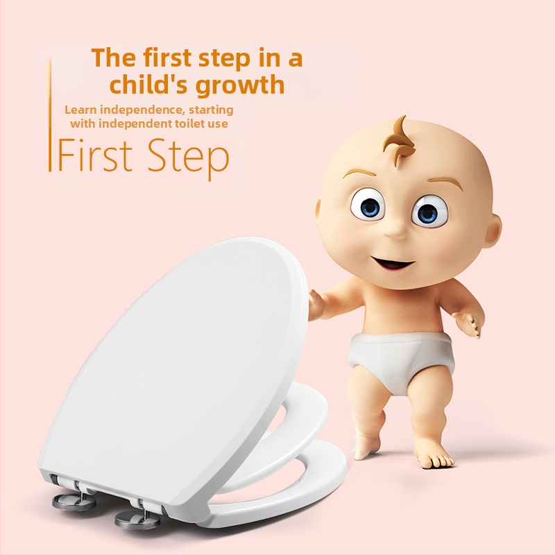 Универсален капак за тоалетна с мека затваряне, удебелен дизайн за възрастни и деца, материал: PP дъска, разстояние между отвори 11–18 см, общ монтаж