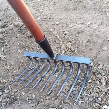 Weike greblă agricolă din oțel pentru afânarea solului și arătura, cu dinți de 9 și 12, unelte de grădină