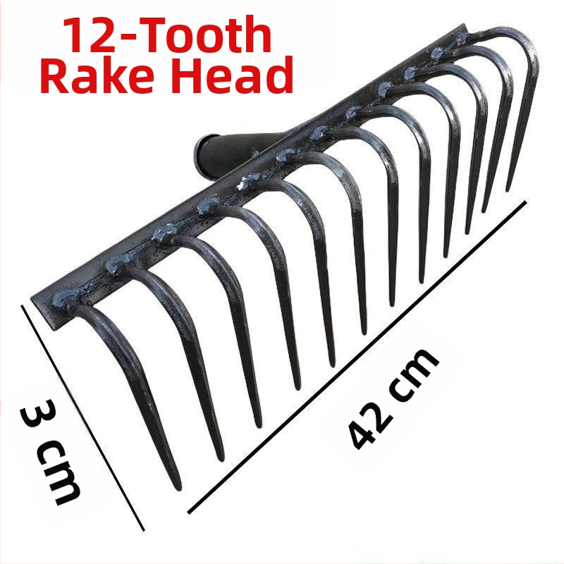 Weike greblă agricolă din oțel pentru afânarea solului și arătura, cu dinți de 9 și 12, unelte de grădină