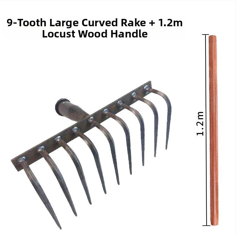Weike greblă agricolă din oțel pentru afânarea solului și arătura, cu dinți de 9 și 12, unelte de grădină