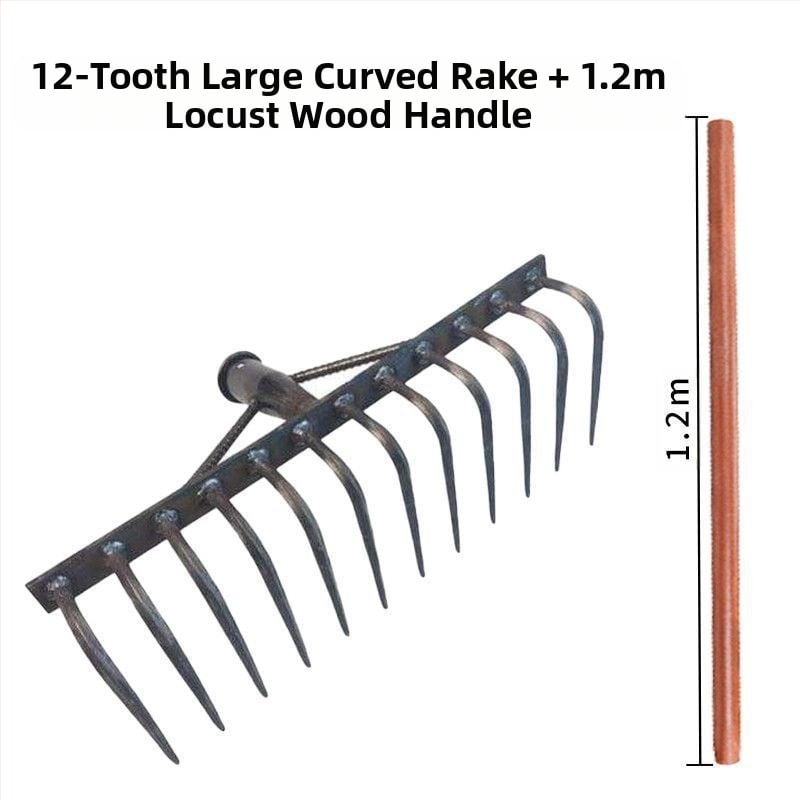 Weike greblă agricolă din oțel pentru afânarea solului și arătura, cu dinți de 9 și 12, unelte de grădină