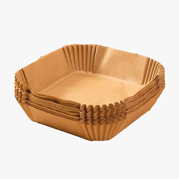 Air Fryer apvalus kepimo popieriaus padėklas – aukštos temperatūros atsparumas, aliejaus sugeriamumas, maisto kokybė, dvigubas aliejui atsparus dangtis, pagamintas iš medienos pulpo