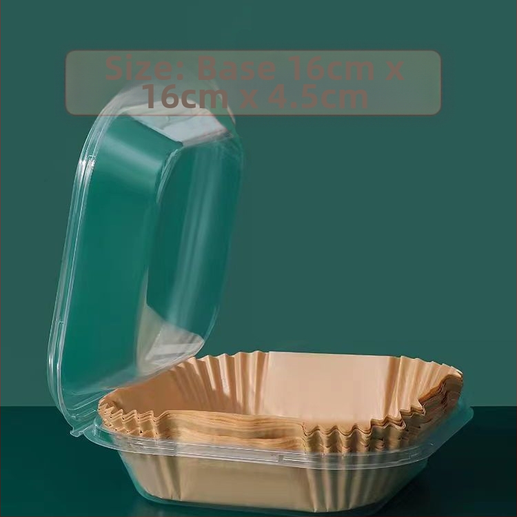 Air Fryer apvalus kepimo popieriaus padėklas – aukštos temperatūros atsparumas, aliejaus sugeriamumas, maisto kokybė, dvigubas aliejui atsparus dangtis, pagamintas iš medienos pulpo