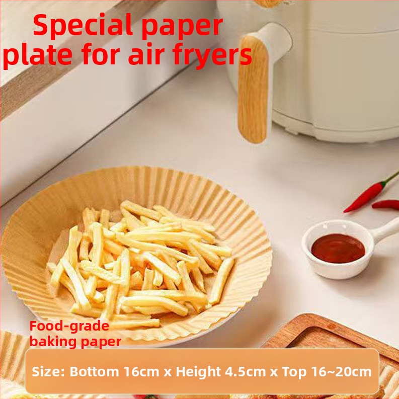 Air Fryer apvalus kepimo popieriaus padėklas – aukštos temperatūros atsparumas, aliejaus sugeriamumas, maisto kokybė, dvigubas aliejui atsparus dangtis, pagamintas iš medienos pulpo