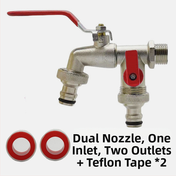 Vrtna slavina SZ-054 s dvostrukim izlazom — bakar, niklovani premaz, jednoručni dvostruki upravljanje, jednostavna ugradnja