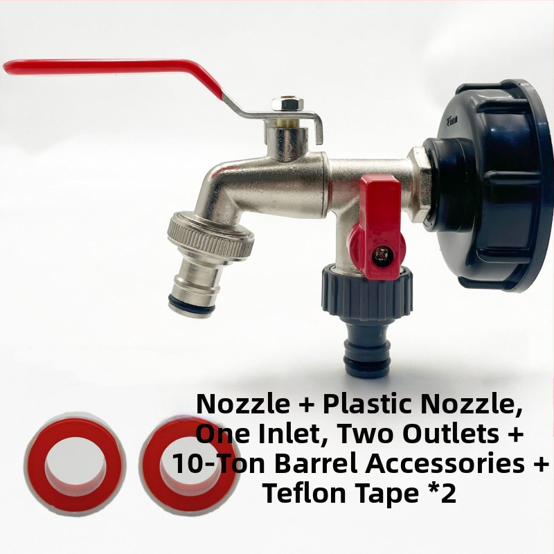 Градински кран SZ-054 с двойно изходче — меден корпус, никелирана повърхност, еднолъчков двоен контрол, лесна инсталация