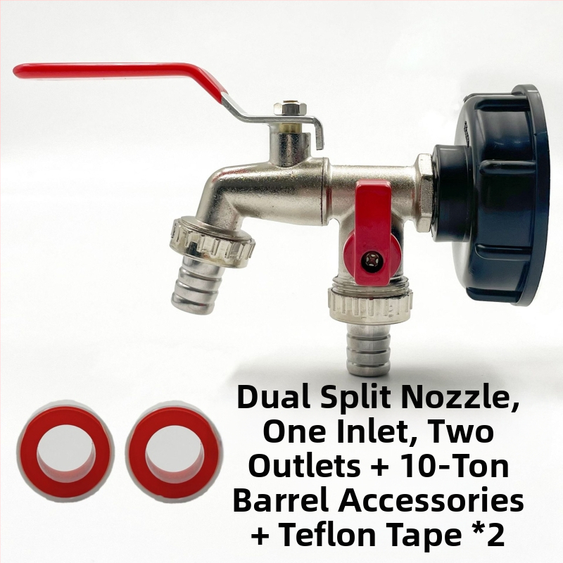 Градински кран SZ-054 с двойно изходче — меден корпус, никелирана повърхност, еднолъчков двоен контрол, лесна инсталация