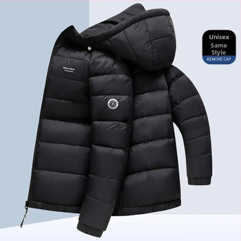 Unisex striukė su gobtuvu, 900 pūkų plūdinimas iš žąsų pūko, atspari vandeniui ir vėjui, vidutinio ilgio