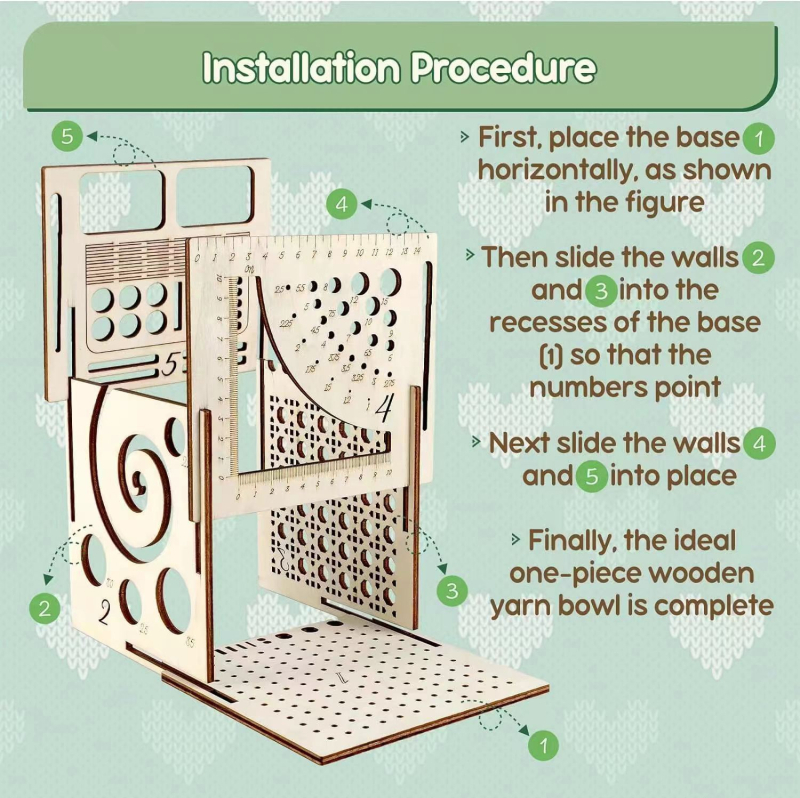 Многофункционална дървена купа за прежда и кутия за плетене, Basswood, домашна употреба, американски стил