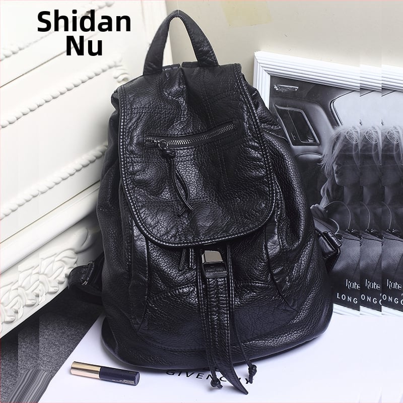 Rucsac PU pentru femei - Stil coreean stradal, închidere cu fermoar, căptușeală din poliester, buzunar interior cu fermoar, buzunare pentru telefon și ID