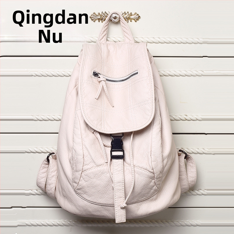 Rucsac PU pentru femei - Stil coreean stradal, închidere cu fermoar, căptușeală din poliester, buzunar interior cu fermoar, buzunare pentru telefon și ID