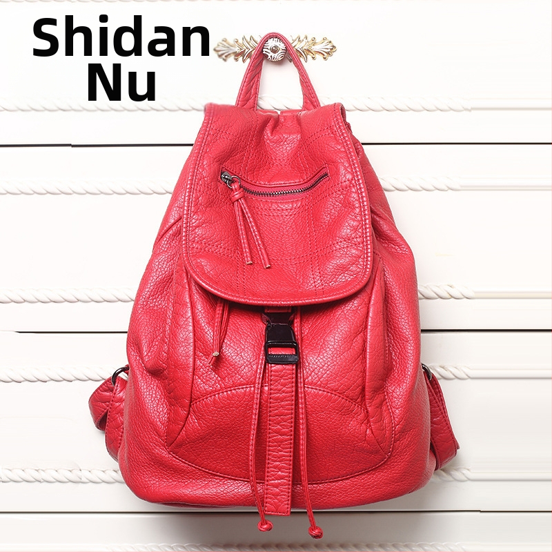 Rucsac PU pentru femei - Stil coreean stradal, închidere cu fermoar, căptușeală din poliester, buzunar interior cu fermoar, buzunare pentru telefon și ID