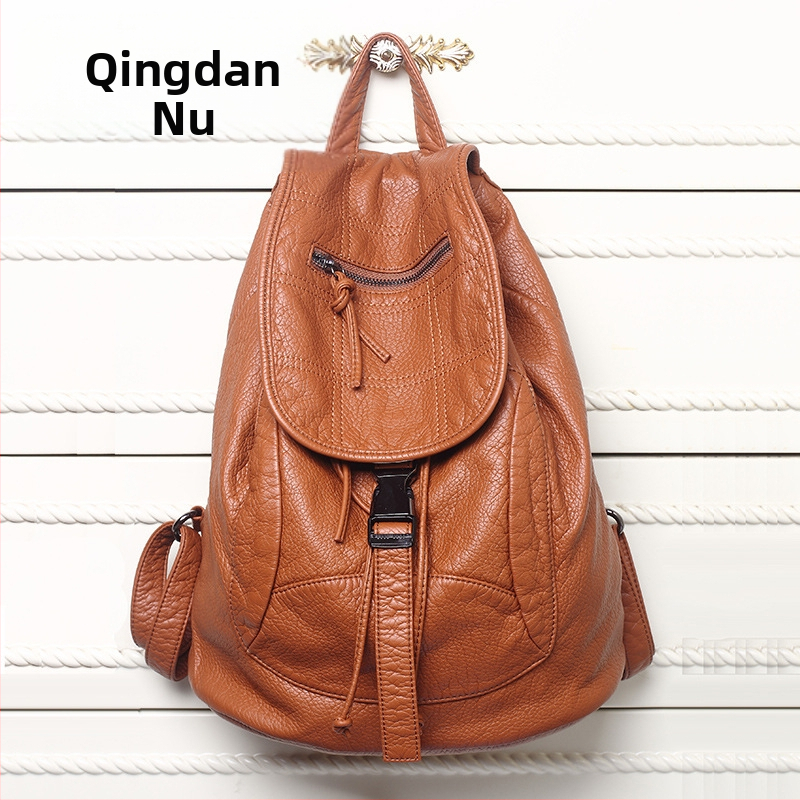 Rucsac PU pentru femei - Stil coreean stradal, închidere cu fermoar, căptușeală din poliester, buzunar interior cu fermoar, buzunare pentru telefon și ID