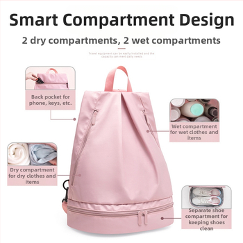 Feihong Εξωτερική αδιάβροχη τσάντα για κολύμβηση με διαχωρισμό στεγνό-υγρό, αποθήκευση στην παραλία, πολυεστέρας