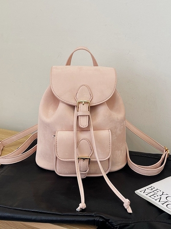 Τσάντα χιαστί/πλάτης διπλής χρήσης, bucket στιλ, PU υλικό, κλείσιμο με κορδόνι, επένδυση πολυεστέρα.