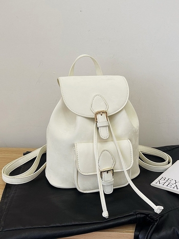 Τσάντα χιαστί/πλάτης διπλής χρήσης, bucket στιλ, PU υλικό, κλείσιμο με κορδόνι, επένδυση πολυεστέρα.