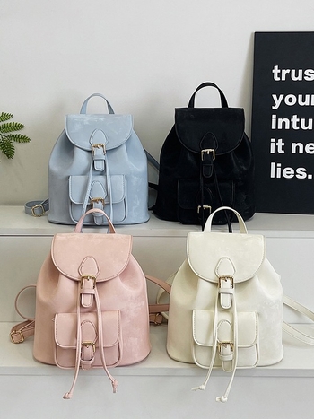 Τσάντα χιαστί/πλάτης διπλής χρήσης, bucket στιλ, PU υλικό, κλείσιμο με κορδόνι, επένδυση πολυεστέρα.