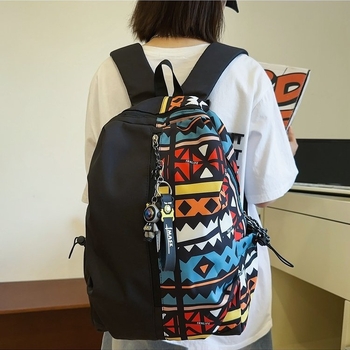 Beifanxi graffiti nylon hátizsák diákok számára, divatos kampus hátizsák laptop rekesszel és telefon- és ID-zsebekkel