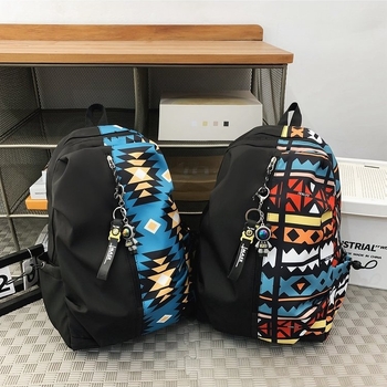 Beifanxi graffiti nylon hátizsák diákok számára, divatos kampus hátizsák laptop rekesszel és telefon- és ID-zsebekkel