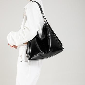 Τσάντα Tote PU, στυλ street-trend, οριζόντιο τετράγωνο σχήμα, φερμουάρ, εσωτερική θήκη για κινητό